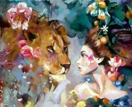 'Lion Girl' Mona Lisa Diamond Painting
