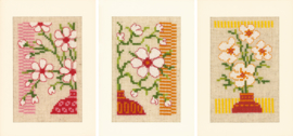 'Motif japonais avec fleurs' Vervaco Carte de voeux lot de 3