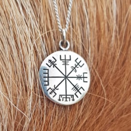 Vegvísir silver: pendant Icelandic magic symbol