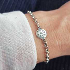 Vegvísir Mini Style zilver: armband IJslands magisch symbool