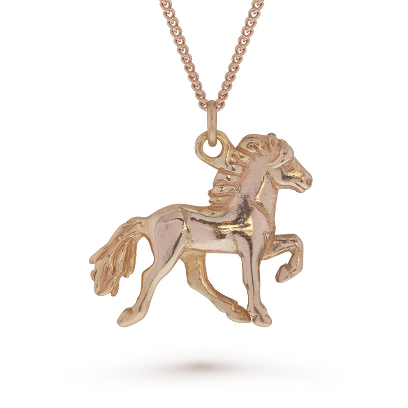 Lagsi silver gold plated: pendant Icelandic horse