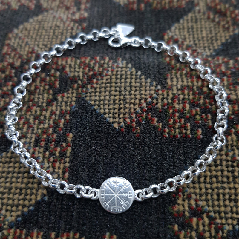 Vegvísir Mini Style silver: bracelet Icelandic magic symbol