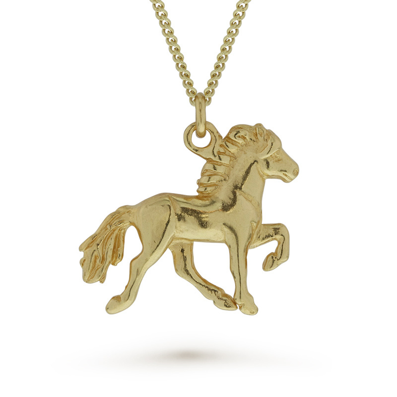 Lagsi silver gold plated: pendant Icelandic horse