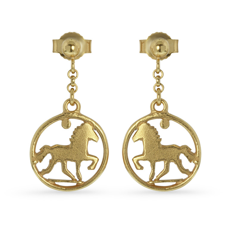 Blikka Style silver gold plated: earrings Icelandic horse