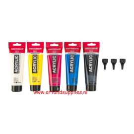 Amsterdam Acrylverf Set Primary, 5 x 120ml met 3 doseertuitjes