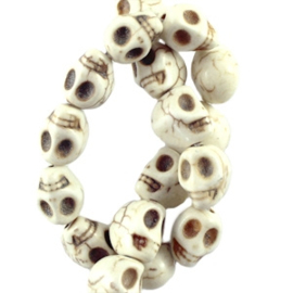 Keramiek Skull kralen Creme 15mm, per 15 stuks