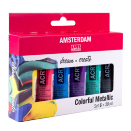 Amsterdam Acrylverf Set Colorful Metallic, 6 x 20ml