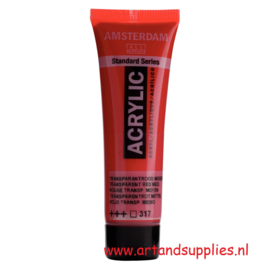Amsterdam Acrylverf Transparantrood Middel (317), 20ml