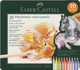 Faber Castell Polychromos kleurpotloden in blik, set van 20 stuks