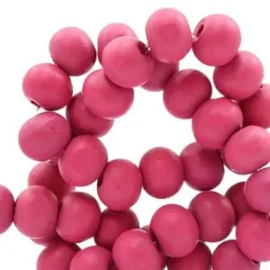 Houten kralen 10mm Donkerpastel Roze, per 50 stuks