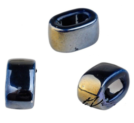 Keramiek Ovaal Donkerblauw 18mm, per 4 stuks