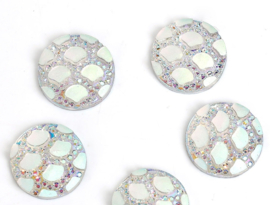 Cabochons 12mm mermaid zilver, per 5 stuks