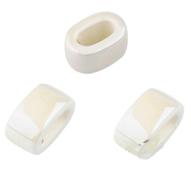 Keramiek Ovaal Wit 18mm, per 4 stuks