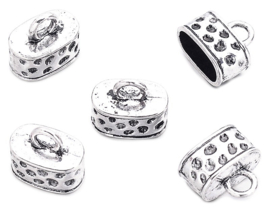 Eindkapjes met dots zilverkleur, per 2 stuks