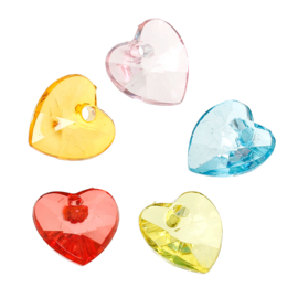 Acryl hartje mix, per 30 stuks