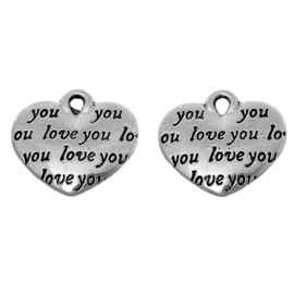 Hartjes met tekst "love you ", per 15 stuks