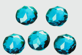 Cabochons 12mm turquoisegroen facet, per 5 stuks