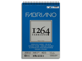 Fabriano 1264 Disegno Nero Tekenblok Spiraal 200 grams, A4 formaat