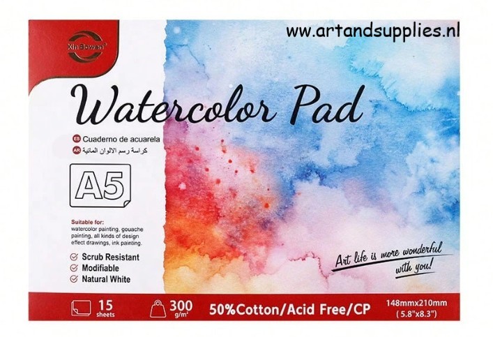 Aquarelblok wit A5, 300 grams
