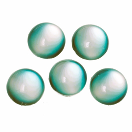 Cabochons 12mm kattenoog groenblauw, per 5 stuks