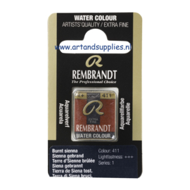 Rembrandt Aquarelverf Sienna Gebrand (411), half napje