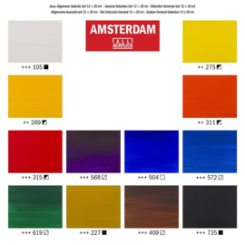 Amsterdam Acrylic Paint Set General, 12 x 20ml