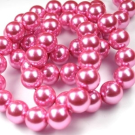 Glasparels 8mm Roze, per streng van 75 kralen