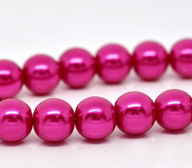 Glasparels 10mm Fuchsia, per streng van 50 kralen