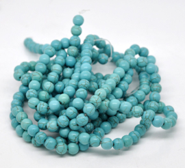 Keramiek Kraal Rond Turquoise 6mm, per 30 stuks