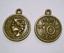 Munt Wilhelmina dubbeltje brons, per 3 stuks