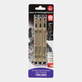 Sakura Pigma Micron fineliner set, 2 + 1 gratis