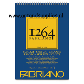 Fabriano 1264 Tekenblok Wit ringband 200 grams, A4 formaat