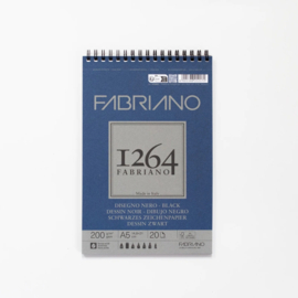 Fabriano 1264 Disegno Nero Tekenblok Spiraal 200 grams, A5 formaat