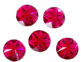 Cabochons 12mm rood facet, per 5 stuks