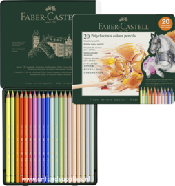 Faber Castell Polychromos kleurpotloden in blik, set van 20 stuks