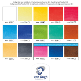 Van Gogh Aquarelpocket  Box, 12 halve napjes + 3 gratis!