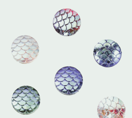 Cabochons 12mm mermaid, per 5 stuks