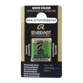 Rembrandt Aquarelverf Permanentgroen (662/2), half napje