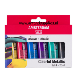 Amsterdam Acrylverf Set Colorful Metallic, 6 x 20ml