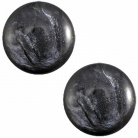 Cabochons Polaris 7mm antraciet, per 2 stuks