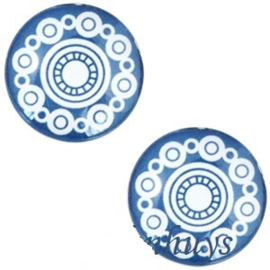 Cabochons 12mm Zeeuwse knoop denim blauw, per 4 stuks