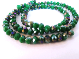 Facetkralen Groen Shine 4x3mm, per streng van 100 kralen