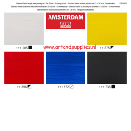 Amsterdam Acrylic Set Primary, 5 x 120ml with 3 dosing spouts