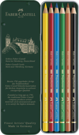 Faber Castell Polychromos kleurpotloden in blik, set van 6 stuks