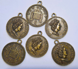 Munt Elizabeth brons, per 6 stuks