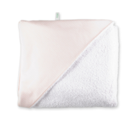 Badhanddoek met kap - Roze lijntjes
