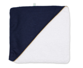 Badhanddoek met kap - Marineblauw/Goud