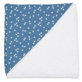 Badhanddoek met kap - Jeansblauwe triangle