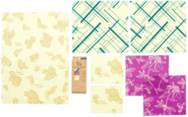 Bee's wrap Variety Pack 7PK (honeycomb, mimi's purple, geometric)