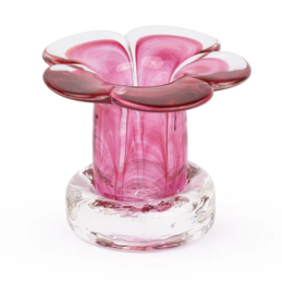 Kandelaar glas roze